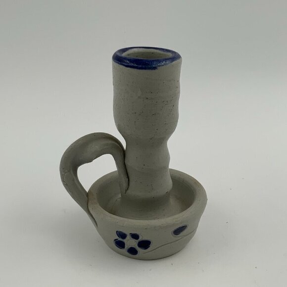 Williamsburg Pottery Other - Williamsburg Pottery Salt Glaze Cobalt Blue Stoneware 4” Candle Holder